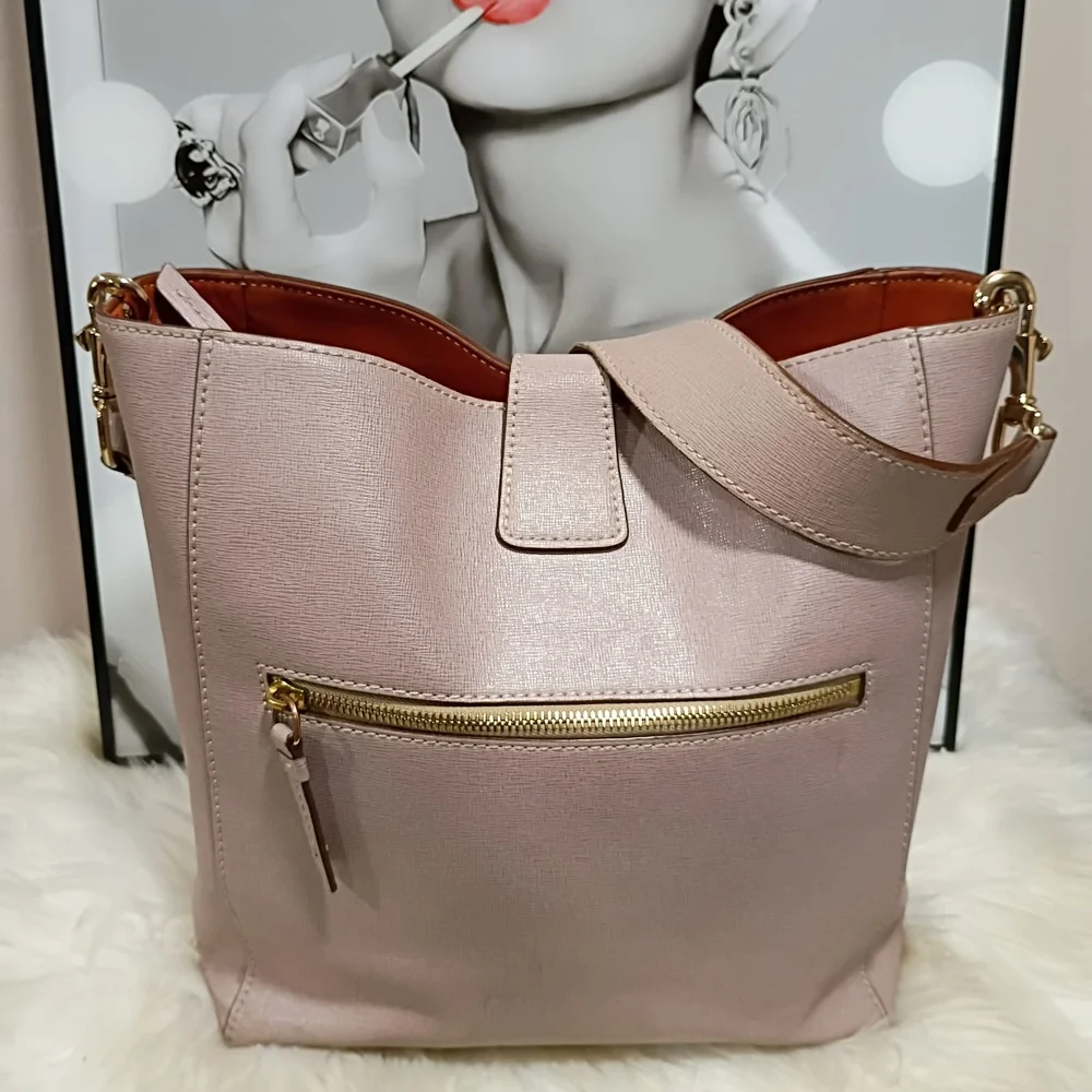 Dooney & Bourke Mauve Shoulder Bag with Gold Buckle
